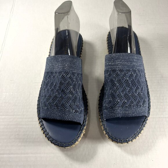 Cole Haan Women Sz 7.5 Cloudfeel Espadrilles Blue Sparkle Knit Comfort Gypsy
